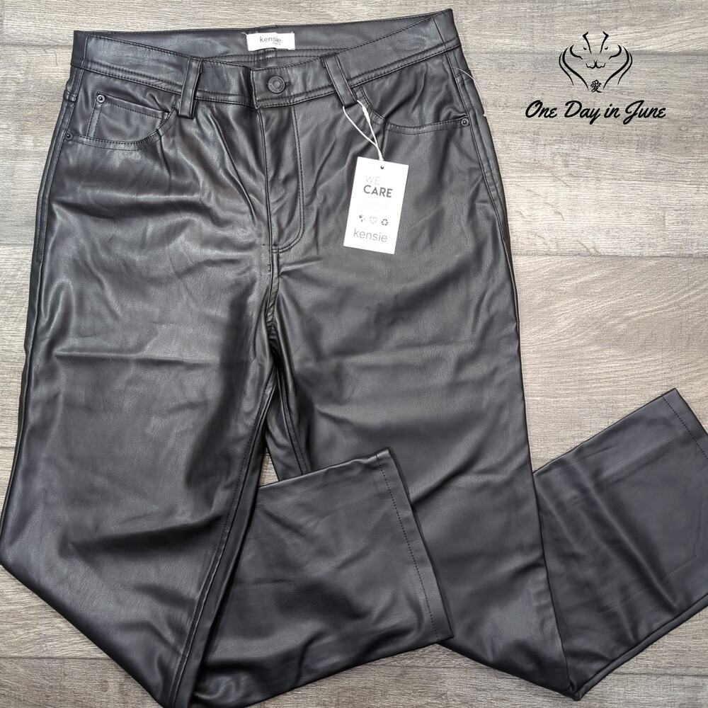 Kensie Jeans Vegan Leather Straight Leg Pants Size 8
